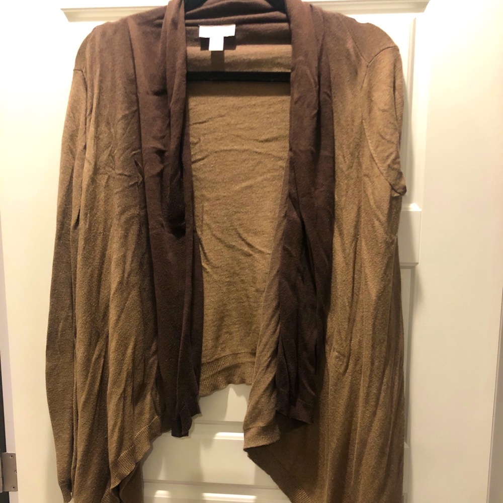 LOFT Ombré Shark Bite Open-Front Sweater | Medium
